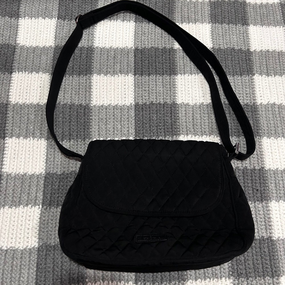 Vera Bradley Crossbody Bag Quilted Small Black Minimalist Everyday Pouch